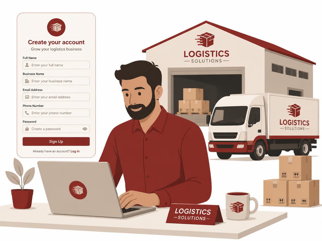 Logistics business owner signing up and onboarding onto a custom app built by Wve Labs